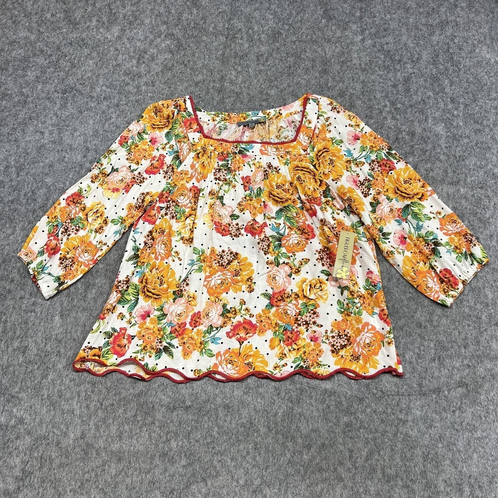 Figueroa & Flower Shirt‎ Womens M Multicolor Floral Square Neck Tunic Top Boho